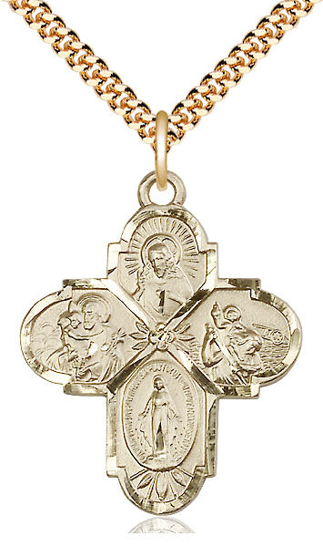 Gold Filled 4-Way Pendant (1 1/4") - Unique Catholic Gifts