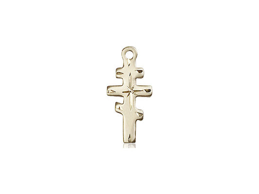 14kt Gold Filled Greek Orthadox Cross Pendant on a 18 inch Gold Filled Light Curb Chain - Unique Catholic Gifts