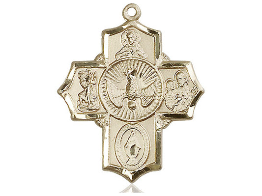 14kt Gold 5-Way Medal. - Unique Catholic Gifts