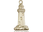 14kt Gold Filled Lighthouse Pendant on a 18 inch Gold Filled Light Curb Chain. - Unique Catholic Gifts