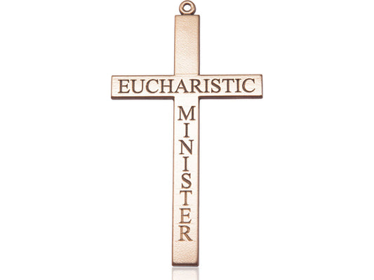 14kt Gold Filled Eucharistic Minister Cross Pendant on a 24 inch Gold Plate Heavy Curb Chain - Unique Catholic Gifts