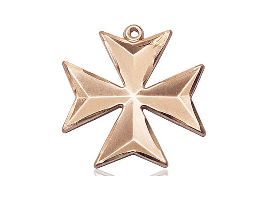 14kt Gold Filled Maltese Cross Pendant on a 24 inch Gold Plate Heavy Curb Chain - Unique Catholic Gifts