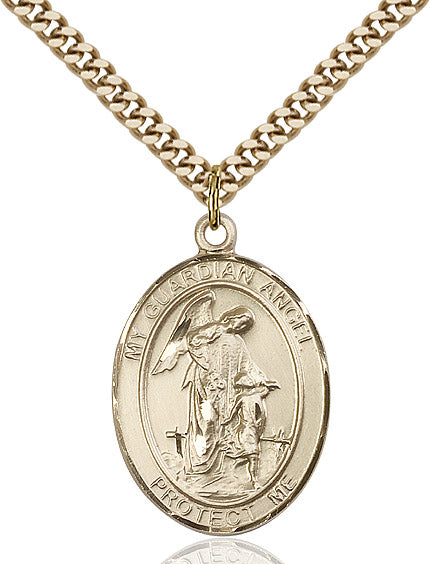 Gold Filled Guardian Angel Pendant (3/4") - Unique Catholic Gifts