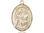 14kt Gold Filled Holy Family Pendant on a 24 inch Gold Plate Heavy Curb Chain. - Unique Catholic Gifts