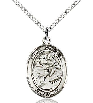 Sterling Silver St. Anthony of Padua Medal 3/4" with 18" chain - Unique Catholic Gifts