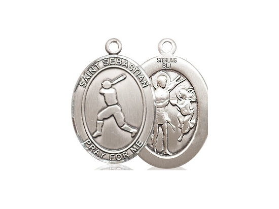 St Sebastian Baseball Oval Patron Saint Series 3/4" with  18" chain - Unique Catholic Gifts