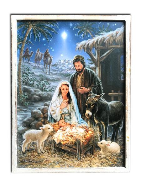 Shimmering Holy Night Fiber Optic Canvas Print - Unique Catholic Gifts