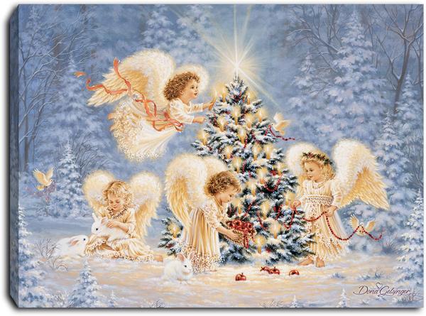 Silent Night Gentle Light Lighted Mini Tabletop Canvas Picture 8 x 6" - Unique Catholic Gifts