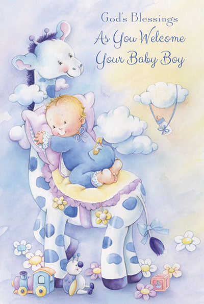 Baby Boy Blessings Birthday Greeting Card - Unique Catholic Gifts