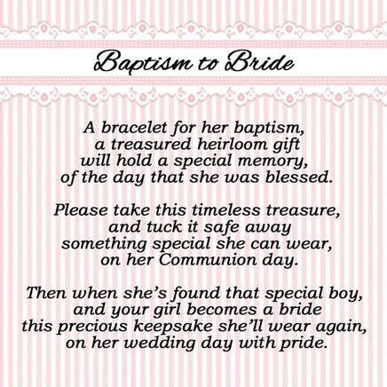 Baptism to Bride Sterling Silver Baptism Bracelet - Unique Catholic Gifts