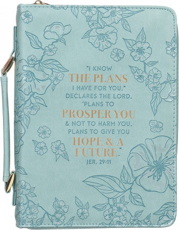 Bible Cover: I Know The Plans I Have for You (Teal ) - Unique Catholic Gifts