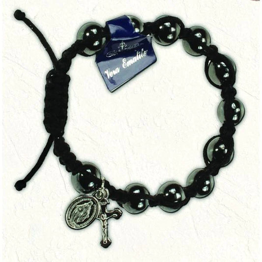 Hematite and Black Slip Knot Bracelet - Unique Catholic Gifts