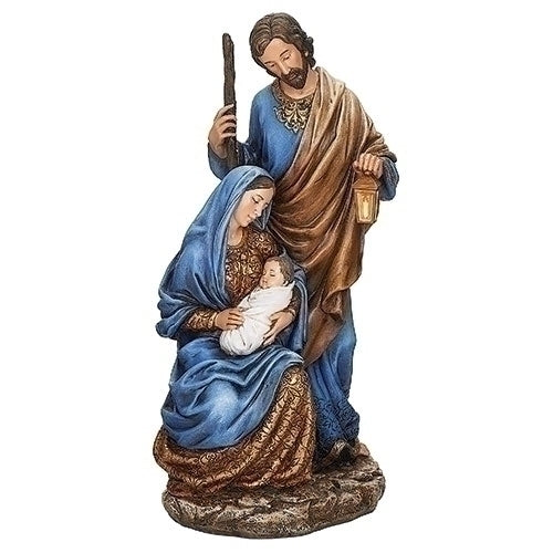 Blue and Gold Holy Family Nativity Statue 10 1/2" - Unique Catholic Gifts