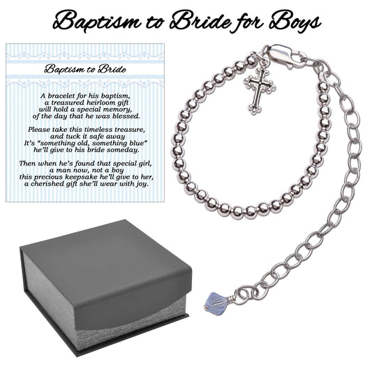 Boy's Baptism to Bride Sterling Silver Baptism Bracelet - Unique Catholic Gifts