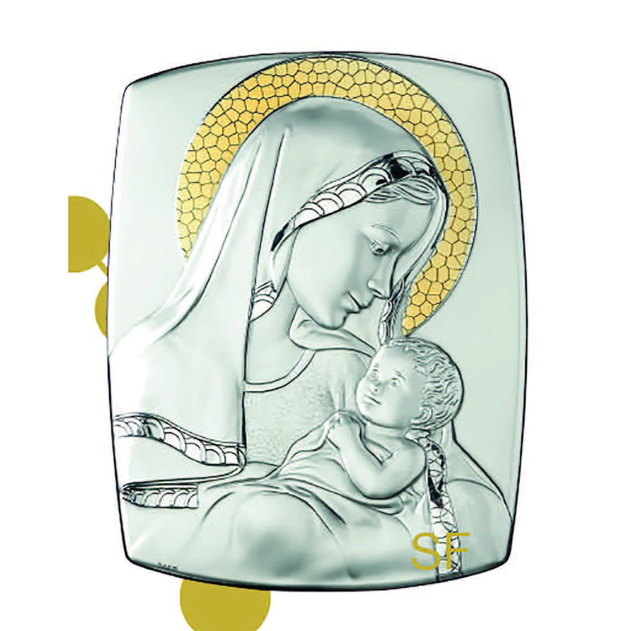 Mother and Child Sterling Silver on wood Plaque - Unique Catholic Gifts