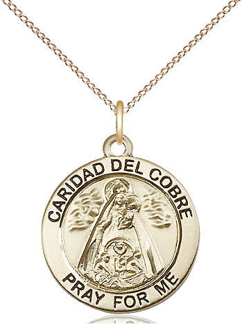 14kt Gold Filled  Caridad del Cobre Pendant on a Gold Filled Chain - Unique Catholic Gifts