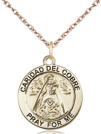 14kt Gold Filled  Caridad del Cobre Pendant on a Gold Filled Chain - Unique Catholic Gifts