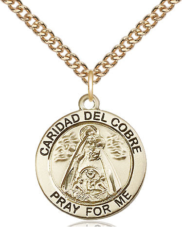 14kt Gold Filled  Caridad del Cobre Pendant on a Gold Filled Chain - Unique Catholic Gifts