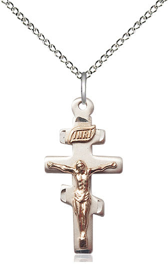 GF/SS Greek Crucifix Pendant on a Sterling Silver Chain - Unique Catholic Gifts