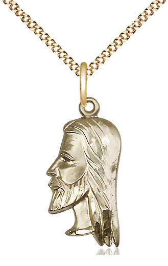 14kt Gold Filled Christ Head Pendant on a Gold filled Curb Chain - Unique Catholic Gifts