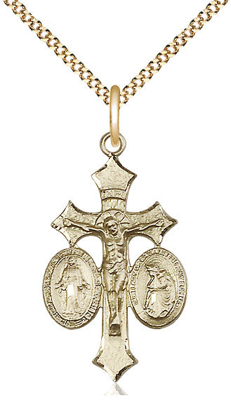 14kt Gold Filled Jesus, Mary, Our Lady of La Salette Pendant on a Gold Filled Chain - Unique Catholic Gifts