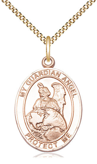 14kt Gold Filled Guardian Angel Protector Pendant on a Gold Filled Chain - Unique Catholic Gifts