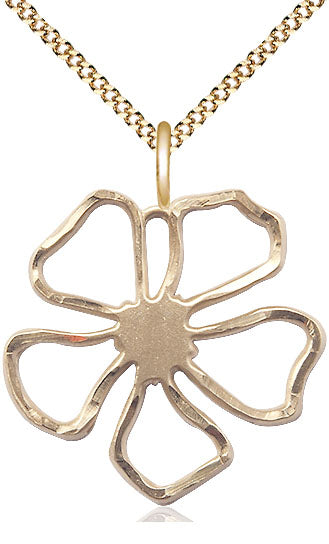 14kt Gold Filled Five Petal Flower Pendant on a Gold Filled Chain - Unique Catholic Gifts