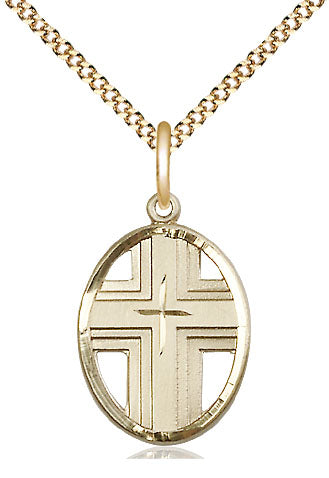 14kt Gold Filled Cross Medal on a Gold Filled Chain - Unique Catholic Gifts