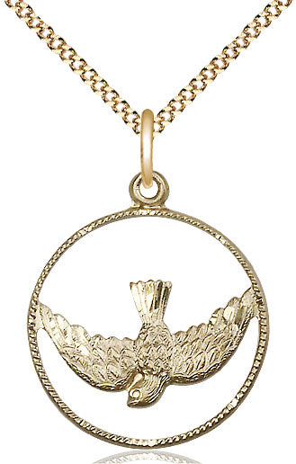 14kt Gold Filled Holy Spirit Medal on a Gold Filled Chain - Unique Catholic Gifts