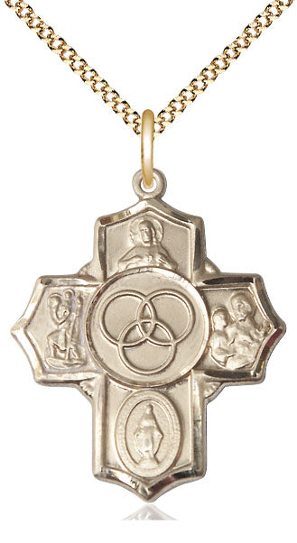 14kt Gold Filled Blended Family 5-Way Pendant on a Gold Filled Chain - Unique Catholic Gifts