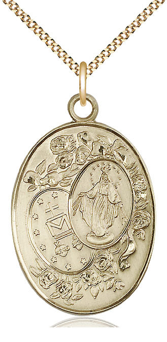 14kt Gold Filled Miraculous Pendant on a Gold Filled Chain - Unique Catholic Gifts