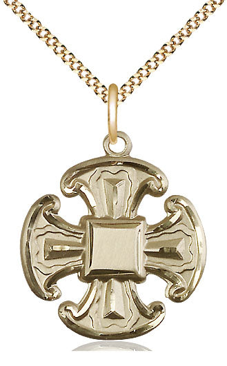 14kt Gold Filled Cross Pendant on a Gold Plate Chain - Unique Catholic Gifts