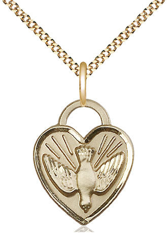 14kt Gold Filled Confirmation Heart Medal on a Gold Filled Chain - Unique Catholic Gifts