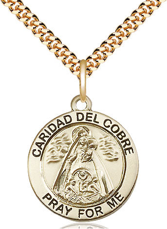 14kt Gold Filled  Caridad del Cobre Pendant on a Gold Filled Chain - Unique Catholic Gifts