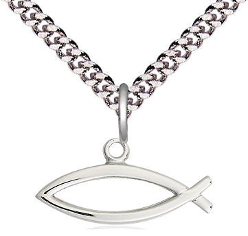 Silver Filled Fish Pendant on a Curb Chain - Fish Medal - Unique Catholic Gifts