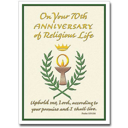 On Your 70th Anniversary of Religious Life Religious Profession Anniversary Card (4.375" X 5.938" - Unique Catholic Gifts