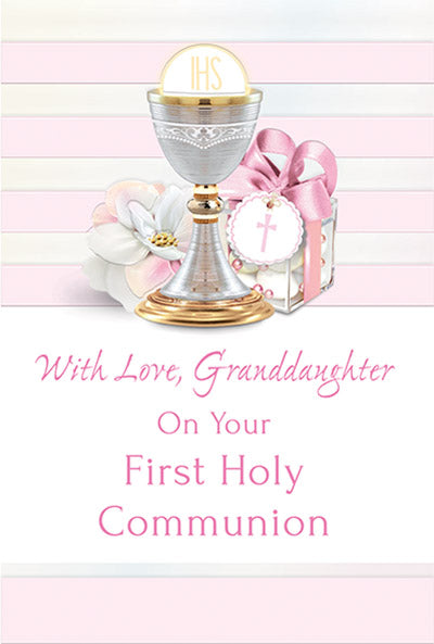 With Love, Granddaughter on Your First Holy Communion Greeting Card - Unique Catholic Gifts