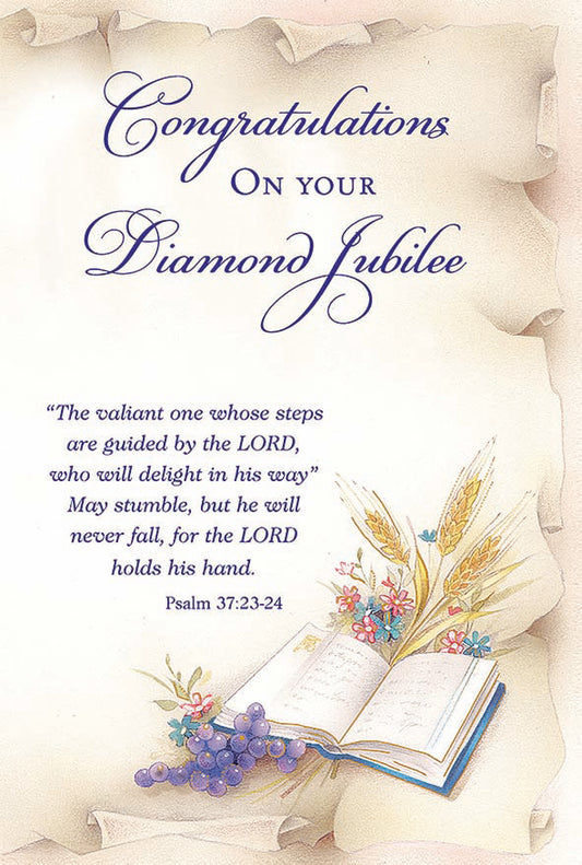 Congratulations On Your Diamond Jubilee Greeting Card - Unique Catholic Gifts