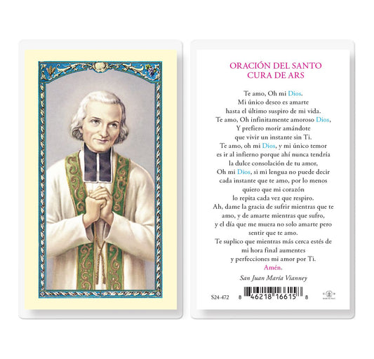 Cura de Ars Tarjeta Laminada de Oración - Unique Catholic Gifts