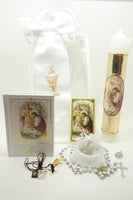 Girls First Communion Gift Set:Arm Band,Golden Candle and 8 other items - Unique Catholic Gifts