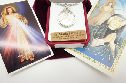 Silver Saint Faustina Medal (L600FA) - Unique Catholic Gifts