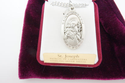 St. Joseph Sterling Silver Medal Set  (1 1/8") - Unique Catholic Gifts