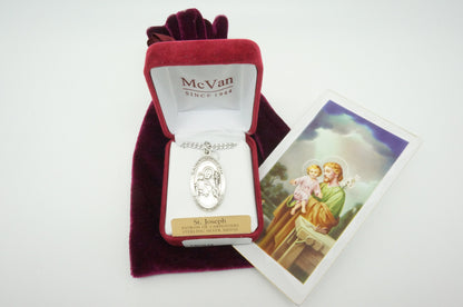 St. Joseph Sterling Silver Medal Set  (1 1/8") - Unique Catholic Gifts