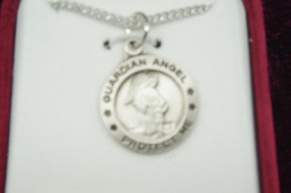 Sterling Silver Guardian Angel Medal 5/8" - Unique Catholic Gifts