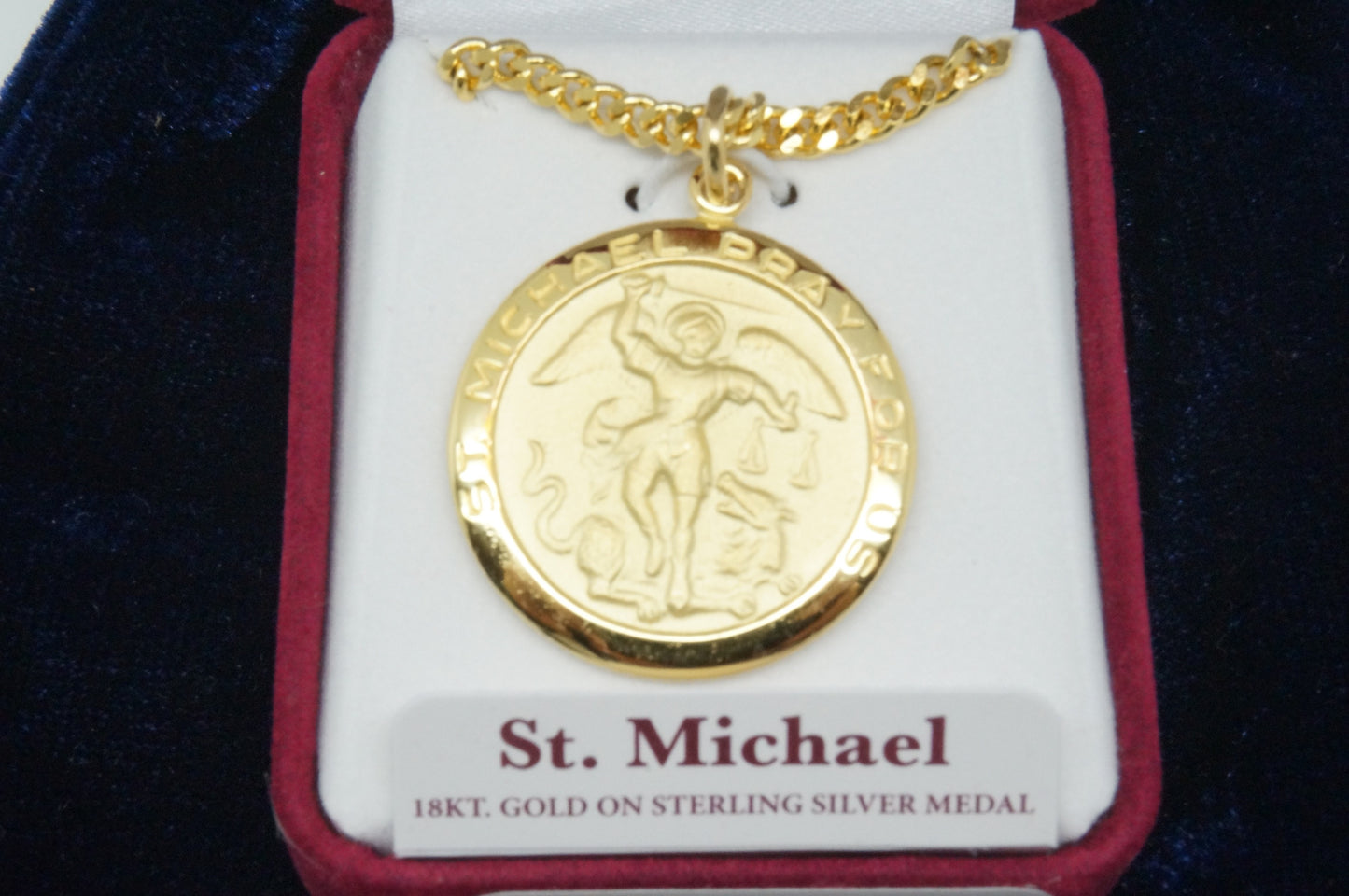 Gold Saint Michael Medal with 24" Chain - Unique Catholic Gifts