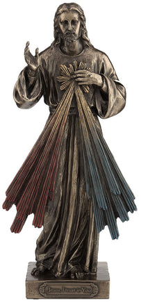 Divine Mercy Mini Bronze and Color Statue 3 3/8" - Unique Catholic Gifts