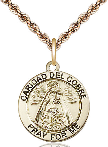 14kt Gold Filled  Caridad del Cobre Pendant on a Gold Filled Chain - Unique Catholic Gifts