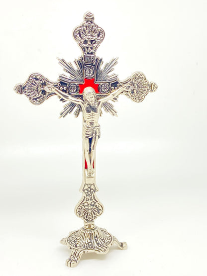 Silver Standing Crucifix  12" - Unique Catholic Gifts