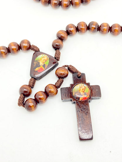 St. Benedict Brown Wood Rosary - Unique Catholic Gifts