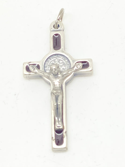 Brown Enamel St. Benedict Crucifix Medal 1 1/2" - Unique Catholic Gifts